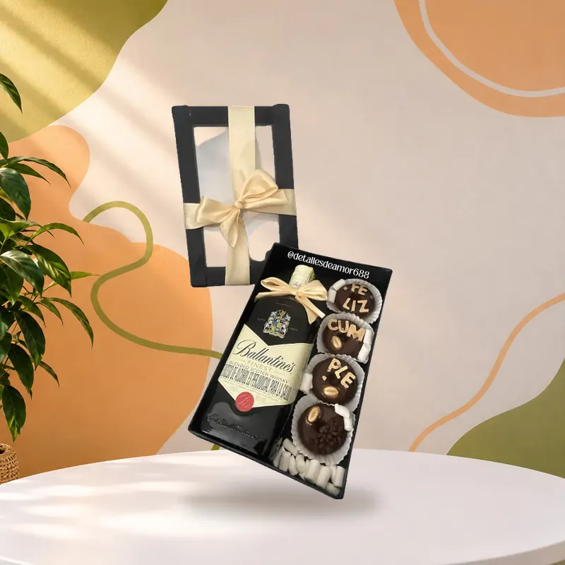 Caja de bombones de chocolate surtidos con moño